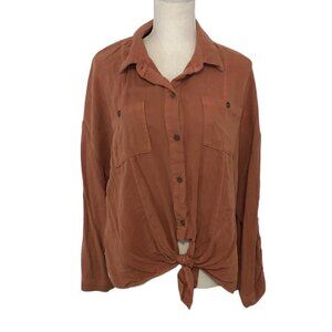 CITY CHIC Top Women's Size XXS Oversized Winter Lust Shirt Brown/Copper NWT